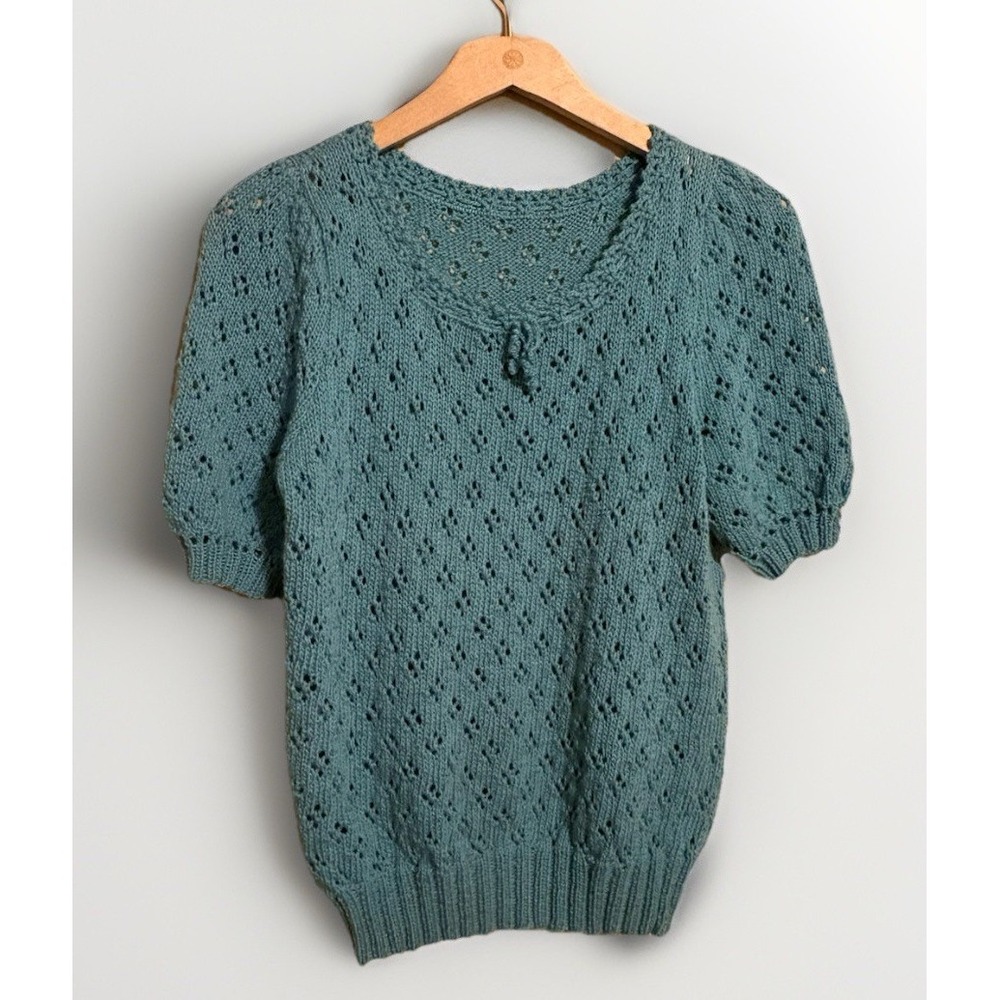 Handmade Knitted Lace Sweater Women's S Cotton Coquette Grandmacore Fairycore
